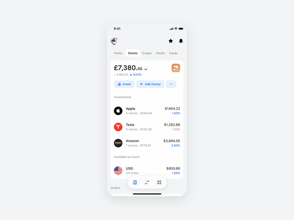 revolut home screen